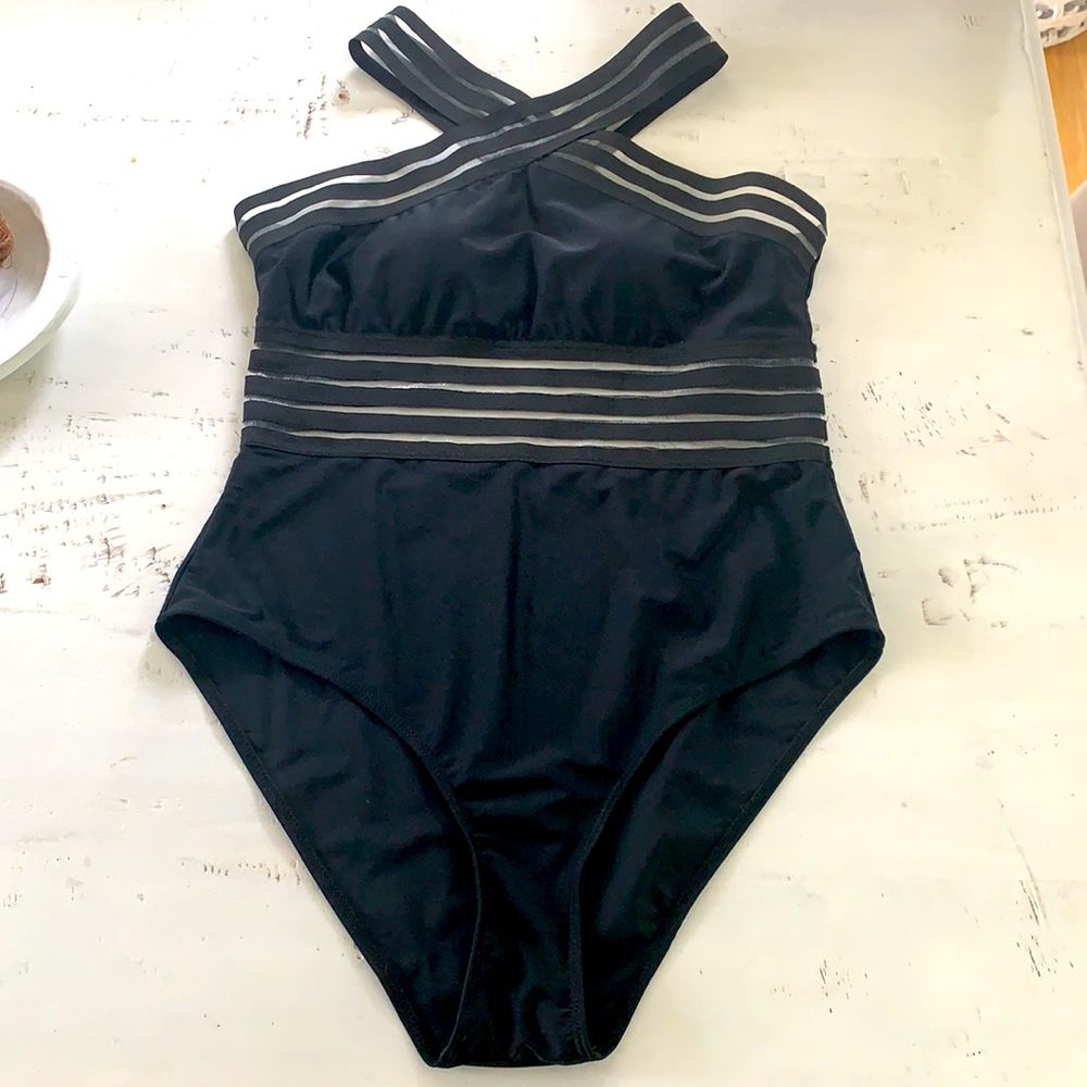 Black cross back bathing suit